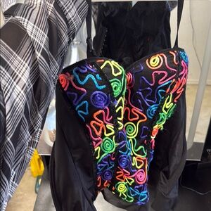 Colorful Embroidered Bustier Top